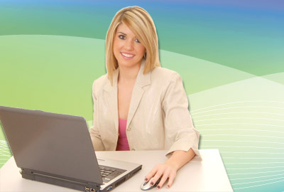 Smiling woman taking ADI course online